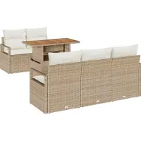 vidaXL Garten-Sofa-Set 6 Stk. 5-Sitzanzahl Beige und Creme