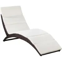 Syfax Klappbare Sonnenliege mit Auflage Poly Rattan Braun