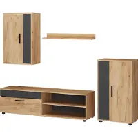 Vicco Wohnwand Berno Goldkraft Eiche/Anthrazit 4er Set, Model 41603