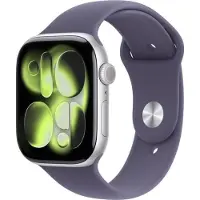 Apple Watch Series 11 GPS + Cellular, 46mm, Silver Aluminium Gehäuse, Purple Fog Sportarmband S/M