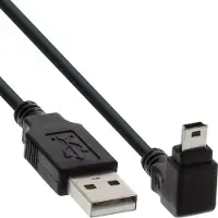InLine USB 2.0 Mini-Kabel, ST A/Mini-B ST 5pol, unten abgew. 90°, schwarz, 1,5m, 1,5 m, USB A, Mini-USB B, USB 2.0, Männlich/Männlich, Schwarz