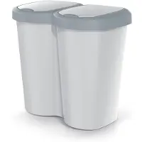 Prosperplast Abfallkorb Compacta B Duo grau/aschgrau Fassungsvermögen 40L ein Fach zwei Deckel Wandmontage NDBS40-429U_427C