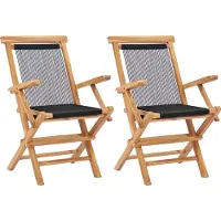 Syfax Klappbare Gartenstühle 2 Stk. Massivholz Teak und Seil
