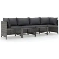 Syfax 4-Sitzer-Gartensofa mit Kissen Grau Poly Rattan
