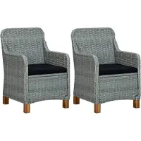 Syfax Gartenstühle mit Kissen 2 Stk. Poly Rattan Hellgrau