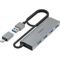 Hama USB-C Hub, 4 Ports, USB 3.2 Gen1, inkl. USB-C Adapter und Netzteil