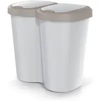 Prosperplast Abfallkorb Compacta B Duo braun/aschmir Fassungsvermögen 40L ein Fach zwei Deckel Wandmontage NDBS40-WG5C_427C