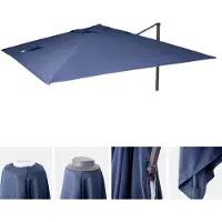 Mendler Ersatz-Bezug für Luxus-Ampelschirm HWC-A96, Sonnenschirmbezug Ersatzbezug, 3x4m (Ø5m) Polyester blau