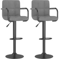 Syfax Barhocker 2 Stk. Hellgrau Samt