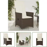 The Living Store Gartensessel Verstellbar mit Kissen Braun Poly Rattan