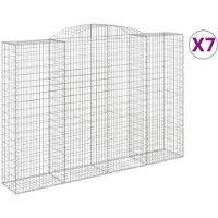 vidaXL Gabionen mit Hochbogen 7 Stk. 300x50x200/220cm Verzinktes Eisen