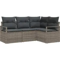 Syfax Sofa Set 4 stk. Grau Poly-Rattan