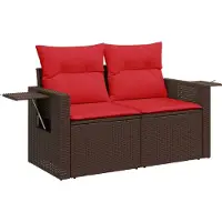 Syfax Gartensofa mit Kissen 2-Sitzer Braun Poly Rattan