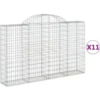 vidaXL Gabionen mit Hochbogen 11Stk. 200x30x120/140cm Verzinktes Eisen