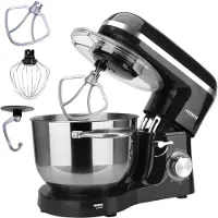 Arebos Küchenmaschine 1500 W Schwarz | 6 L Edelstahl-Schüssel mit Zubehör