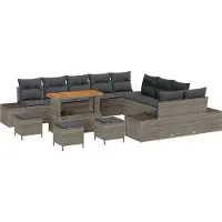vidaXL Gartensofa-set 14 Stk. 13-Sitzanzahl Grau Poly Rattan