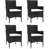 Syfax Gartenstühle mit Kissen 4 Stk. Poly Rattan Schwarz