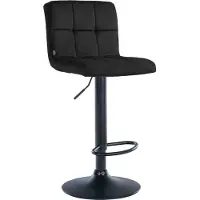 CLP Barhocker höhenverstellbar mit Lehne Peru, Barstuhl gepolstert Samtbezug, Tresenstuhl mit Metallgestell drehbar, Farbe: schwarz, Gestellfarbe: schwarz