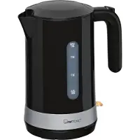 Clatronic Wasserkocher 1,8L mit verdecktem Edelstahlheizelement | Kettle mit herausnehmbarem Kalkfilter & verriegelbaren Deckel | Einhandbedienung | 2200W | Wasserkocher schwarz | WK 3452