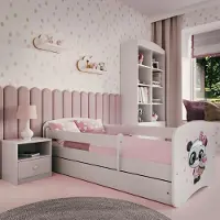 RAUMHIRSCH FURNITURE Kinderbett Jugendbett Panda 70x140, 80x160, 80x180 cm - Komplettset mit Schublade & Rausfallschutz