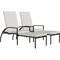 Syfax Sonnenliegen 2 Stk. mit Fußhocker PE-Rattan Braun