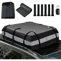 Costway 420L Dachbox faltbar für Auto, Gepäckbox wasserdicht mit Zahlenschloss, 6 Türhaken, Anti-Rutsch-Matte & Tragetasche, ohne Gepäckträger Grau