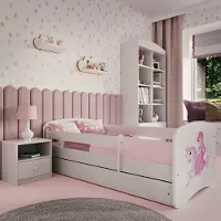RAUMHIRSCH FURNITURE Kinderbett Jugendbett Prinzessin zu Pferd 70x140, 80x160, 80x180 cm - Komplettset mit Schublade & Rausfallschutz