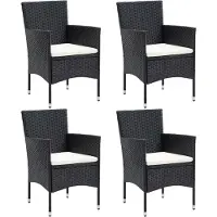 Syfax Garten-Essstühle 4 Stk. Poly Rattan Schwarz