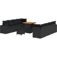 Syfax Gartensofa-set 11 stk. Schwarz Poly-Rattan