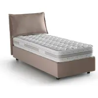 Talamo Italia Einzelbett Carolina, Containerbett mit Stoffbespannung, 100% Italy, Frontöffnung, inklusive Matratze Cm 80x190, Turteltaube