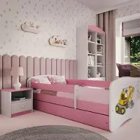 RAUMHIRSCH FURNITURE Kinderbett Jugendbett Bagger 70x140, 80x160, 80x180 cm - Komplettset mit Schublade & Rausfallschutz