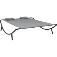 Syfax Gartenliege Anthrazit 200 x 145 cm Liegefläche, mit 2 Kissen