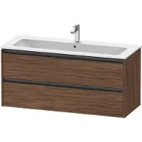 Duravit Ketho.2 Waschtischunterbau wandhängend, 2 Schubkästen, 1210x550x480mm, für ME by Starck 233612,236112, K25265021210000, Farbe: Nussbaum Dunkel Dekor
