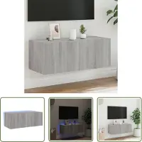 The Living Store TV-Wandschrank mit LED-Leuchten Grau Sonoma 80x35x31 cm
