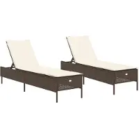 Syfax Sonnenliegen mit Auflagen 2 Stk. Braun Poly Rattan