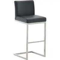 CLP Barhocker mit Lehne Paros, Freischwinger Barstuhl mit Kunstlederbezug, Gestell aus Edelstahl, Tresenstuhl bis 240 kg belastbar, Farbe: grau
