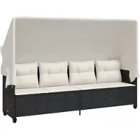 Syfax Sonnenliege mit Dach und Kissen Schwarz Poly Rattan