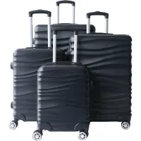 Cheffinger 4 tlg Reisekoffer Koffer Hartschale Trolley Set Kofferset Handgepäck Gepäck Reisetasche Schwarz