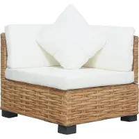 The Living Store Ecksofa mit Auflagen Natur Rattan