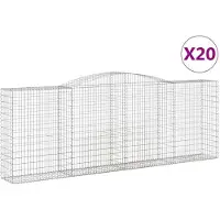 vidaXL Gabionen mit Hochbogen 20 Stk 400x50x140/160cm Verzinktes Eisen