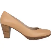 Wonders Damen Pumps Lucy aus braunem Leder mit breitem Absatz und hochhackigem Schnitt
