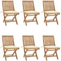 The Living Store Klappbare Gartenstühle mit Kissen 6 Stk. Massivholz Teak
