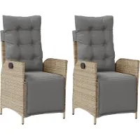 Syfax Gartensessel mit Fußteil 2 Stk. Verstellbar Poly Rattan