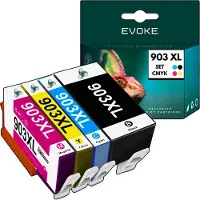 Evoke 4x Druckerpatronen Tintenpatrone für HP 903 XL | Schwarz + Farbe Satz | Ersatz für officejet 6900 6950 6960 6970 6975 6860