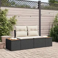 Syfax Gartensofa Schwarz 184 x 62 x 85cm Poly-Rattan