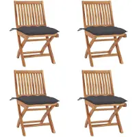 Syfax Klappbare Gartenstühle mit Kissen 4 Stk. Massivholz Teak