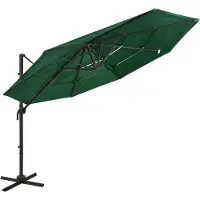 The Living Store Sonnenschirm mit Aluminium-Mast 4-lagig Grün 3x3 m