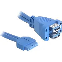 DeLOCK 82942, 0,45 m, USB 3.2 Gen 1 (3.1 Gen 1), Weiblich/Weiblich, 5 Gbit/s, Blau