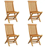 Syfax Gartenstühle mit Blauen Kissen 4 Stk. Massivholz Teak