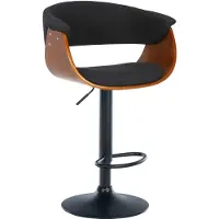 CLP Barhocker Vestal I Mit Holzsitz Und Armlehne I Höhenverstellbares Metallgestell Mit Fußstütze, Farbe: walnuss/schwarz, Material: Stoff